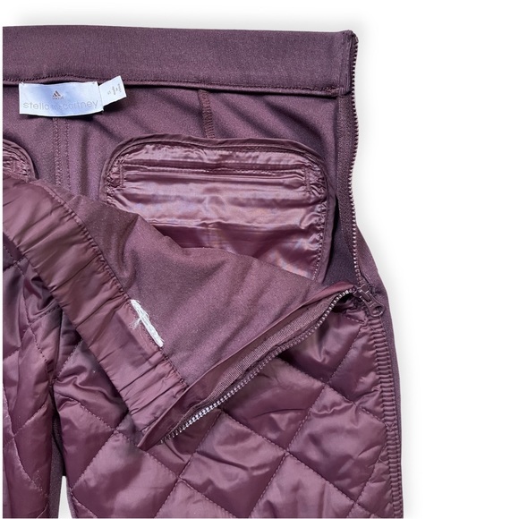 Stella McCartney x Adidas Maroon Quilted Moto Pant , sz Small - Picture 7 of 10